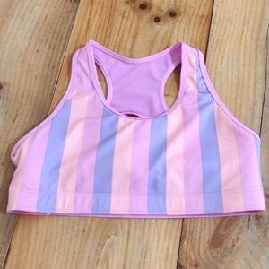 Athletic Works Pink Multi Stripe Wire Free Sports Bra Size XL